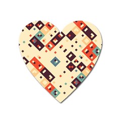 Squares In Retro Colors         Magnet (heart) by LalyLauraFLM