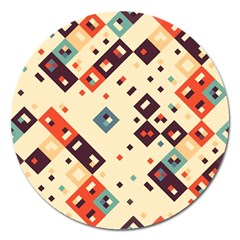 Squares In Retro Colors         Magnet 5  (round) by LalyLauraFLM