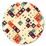 Squares in retro colors         Magnet 5  (Round) Front