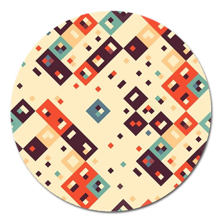 Squares in retro colors         Magnet 5  (Round)