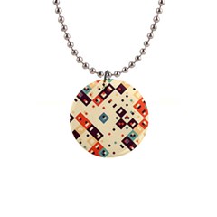 Squares In Retro Colors         1  Button Necklace by LalyLauraFLM