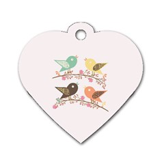 Four Birds Dog Tag Heart (one Side) by linceazul