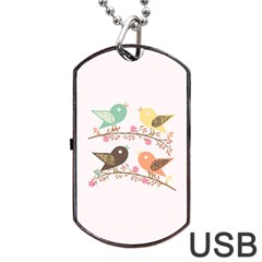 Four Birds Dog Tag Usb Flash (one Side) by linceazul