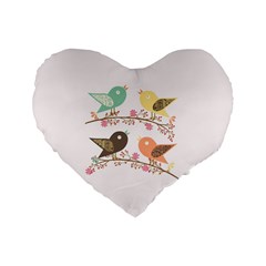 Four Birds Standard 16  Premium Heart Shape Cushions by linceazul