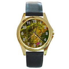 Dragonfly Dragonfly Wing Insect Round Gold Metal Watch by Nexatart