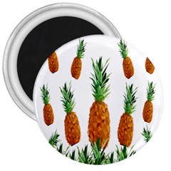 Pineapple Print Polygonal Pattern 3  Magnets by Nexatart