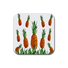 Pineapple Print Polygonal Pattern Rubber Coaster (square)  by Nexatart