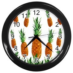 Pineapple Print Polygonal Pattern Wall Clocks (black) by Nexatart