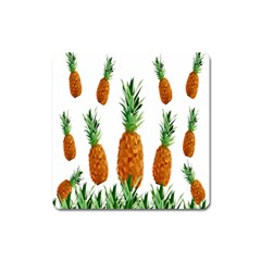 Pineapple Print Polygonal Pattern Square Magnet by Nexatart