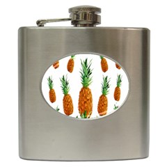 Pineapple Print Polygonal Pattern Hip Flask (6 Oz) by Nexatart