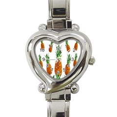 Pineapple Print Polygonal Pattern Heart Italian Charm Watch by Nexatart