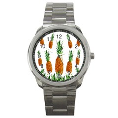 Pineapple Print Polygonal Pattern Sport Metal Watch by Nexatart