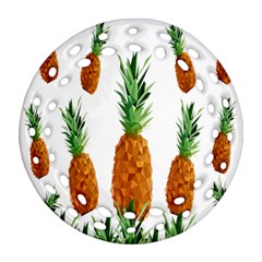 Pineapple Print Polygonal Pattern Round Filigree Ornament (two Sides) by Nexatart