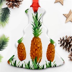 Pineapple Print Polygonal Pattern Christmas Tree Ornament (two Sides) by Nexatart