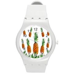 Pineapple Print Polygonal Pattern Round Plastic Sport Watch (m) by Nexatart