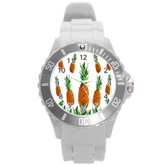 Pineapple Print Polygonal Pattern Round Plastic Sport Watch (l) by Nexatart