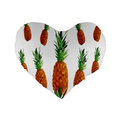 Pineapple Print Polygonal Pattern Standard 16  Premium Heart Shape Cushions by Nexatart