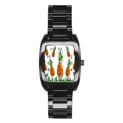 Pineapple Print Polygonal Pattern Stainless Steel Barrel Watch by Nexatart