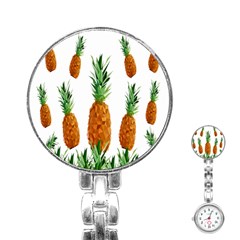 Pineapple Print Polygonal Pattern Stainless Steel Nurses Watch by Nexatart