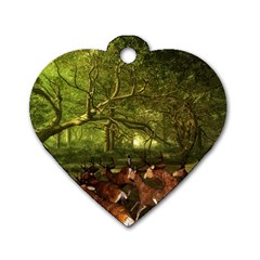 Red Deer Deer Roe Deer Antler Dog Tag Heart (two Sides) by Nexatart