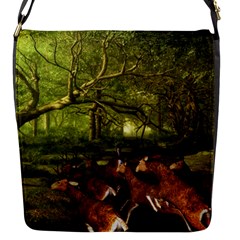 Red Deer Deer Roe Deer Antler Flap Messenger Bag (s) by Nexatart