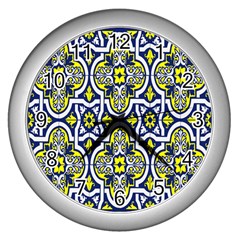 Tiles Panel Decorative Decoration Wall Clocks (silver)  by Nexatart