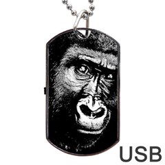 Gorilla Dog Tag Usb Flash (one Side) by Valentinaart