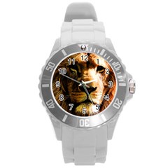 Lion  Round Plastic Sport Watch (l) by Valentinaart