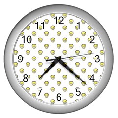 Angry Emoji Graphic Pattern Wall Clocks (silver)  by dflcprints