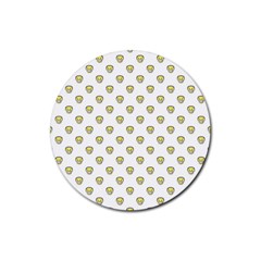 Angry Emoji Graphic Pattern Rubber Round Coaster (4 Pack)  by dflcprints