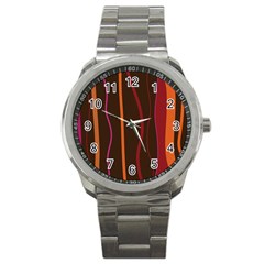 Colorful Striped Background Sport Metal Watch by TastefulDesigns