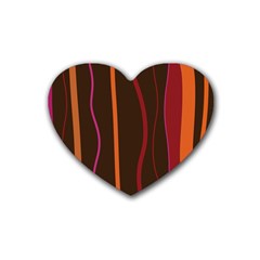 Colorful Striped Background Rubber Coaster (heart)  by TastefulDesigns