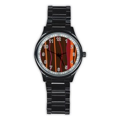 Colorful Striped Background Stainless Steel Round Watch by TastefulDesigns