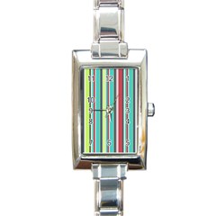 Colorful Striped Background  Rectangle Italian Charm Watch by TastefulDesigns