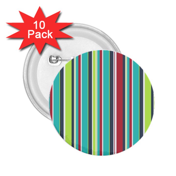 Colorful Striped Background. 2.25  Buttons (10 pack) 