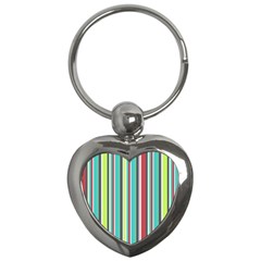 Colorful Striped Background  Key Chains (heart)  by TastefulDesigns