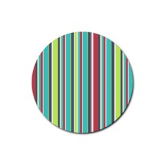 Colorful Striped Background  Rubber Coaster (round)  by TastefulDesigns