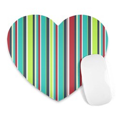 Colorful Striped Background  Heart Mousepads by TastefulDesigns