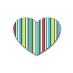 Colorful Striped Background  Rubber Coaster (heart)  by TastefulDesigns