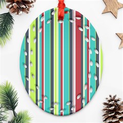 Colorful Striped Background  Oval Filigree Ornament (two Sides) by TastefulDesigns