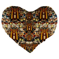 Lady Panda Goes Into The Starry Gothic Night Large 19  Premium Heart Shape Cushions by pepitasart