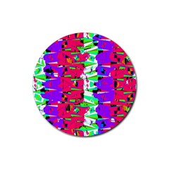 Colorful Glitch Pattern Design Rubber Coaster (round)  by dflcprints