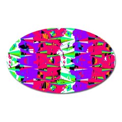 Colorful Glitch Pattern Design Oval Magnet by dflcprints