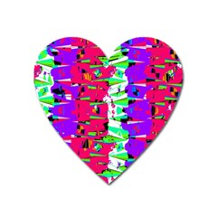 Colorful Glitch Pattern Design Heart Magnet by dflcprints