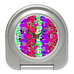 Colorful Glitch Pattern Design Travel Alarm Clocks by dflcprints