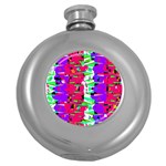 Colorful Glitch Pattern Design Round Hip Flask (5 oz) Front