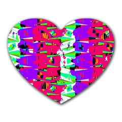 Colorful Glitch Pattern Design Heart Mousepads by dflcprints