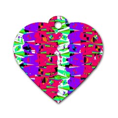 Colorful Glitch Pattern Design Dog Tag Heart (One Side)