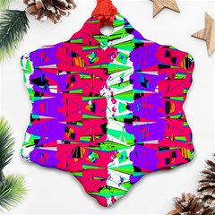 Colorful Glitch Pattern Design Snowflake Ornament (Two Sides)