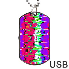 Colorful Glitch Pattern Design Dog Tag Usb Flash (one Side) by dflcprints